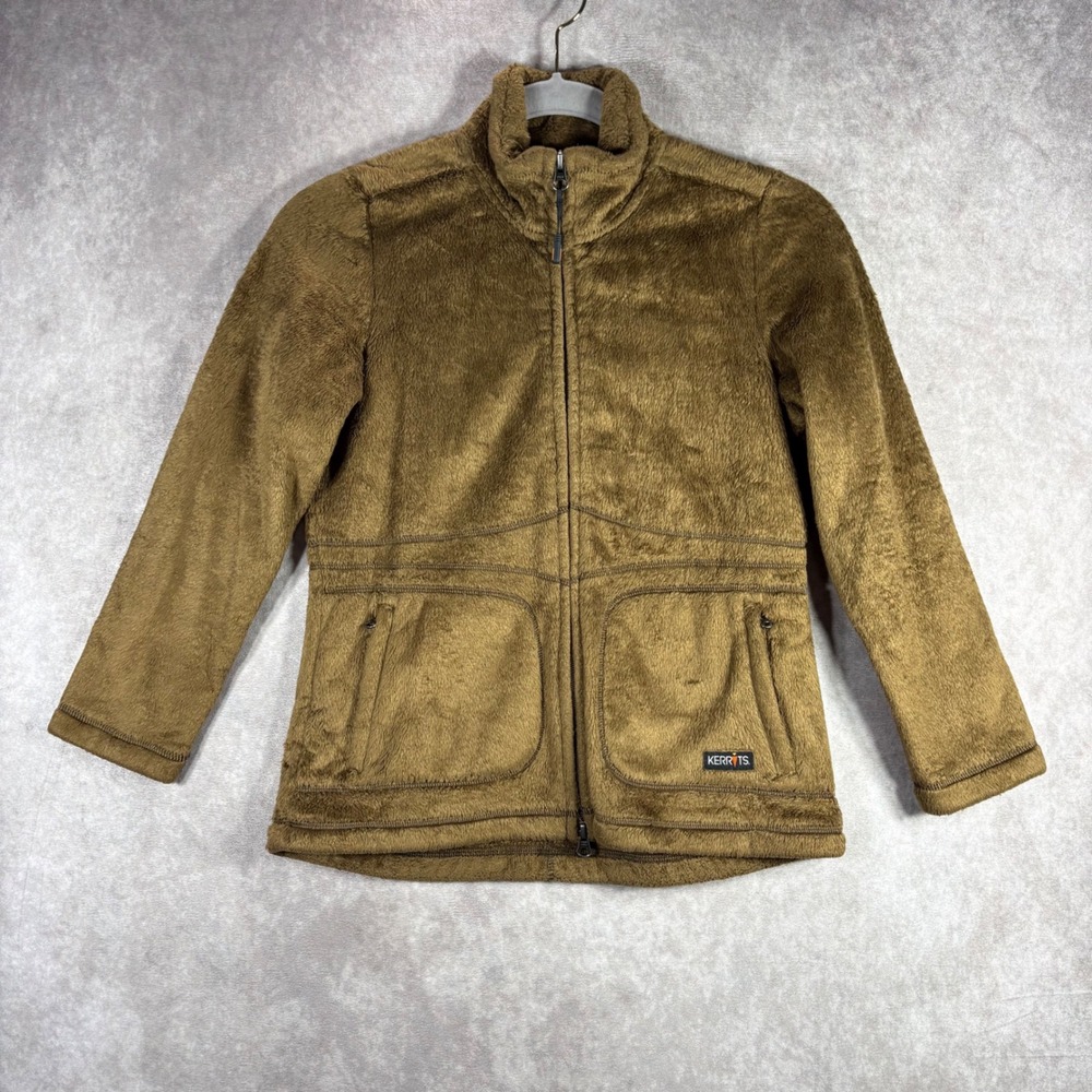 Kerrits Jacket Girls Large Brown Fleece Full Zip Shaggy High Pile Equestrian